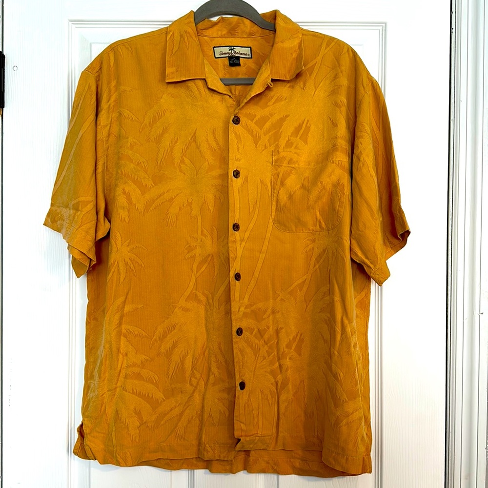 Tommy Bahama Mens Medium 100% Silk Short Sleeve Hawaiian Button Down Shirt